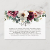 Burgundy Floral Wedding Details Informatiekaartje (Voorkant)