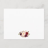 Burgundy Floral Wedding Details-kaart Briefkaart (Achterkant)