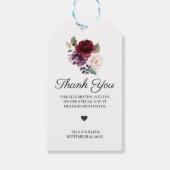 Burgundy Floral Wedding Favor Cadeaulabel (Voorkant)