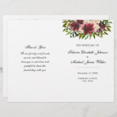 Burgundy Floral Wedding Folded Programme (Voorkant / Achterkant)
