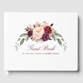Burgundy Floral Wedding Gastenboek
