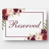 Burgundy Floral Wedding Gereserveerd 5x7 Tabel Fotoplaat (voorkant)