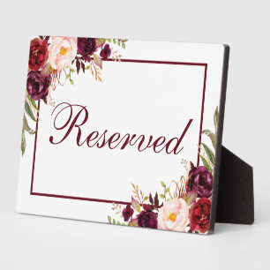 Burgundy Floral Wedding Gereserveerd 5x7 Tabel Fotoplaat