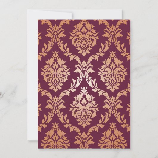 Burgundy Floral Wedding Invitation Kaart (Achterkant)