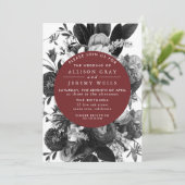 Burgundy Floral Wedding Invitation Kaart (Staand voorkant)