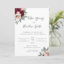 Burgundy Floral Wedding Invitation