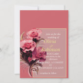 Burgundy Floral Wedding Invitation Kaart (Voorkant)