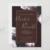 Burgundy Floral Wedding Invitation Save The Date (Voorkant)