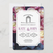Burgundy Floral Wedding Invitation Template Kaart (Voorkant)