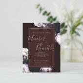 Burgundy Floral Wedding Invitation Uitnodiging Briefkaart (Staand voorkant)