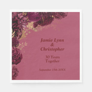 Burgundy Floral Wedding Jubileum Servet
