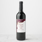Burgundy Floral Wedding Jubileum Wine Label Wijn Etiket (Voorkant)