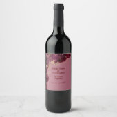 Burgundy Floral Wedding Jubileum Wine Label Wijn Etiket (Voorkant)