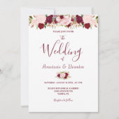 Burgundy Floral Wedding Kaart (Voorkant)