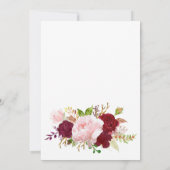 Burgundy Floral Wedding Kaart (Achterkant)