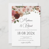 Burgundy Floral Wedding Kaart (Voorkant)