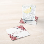 Burgundy Floral Wedding Kartonnen Onderzetters (Insitu)