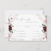 Burgundy Floral Wedding Meal Choice RSVP-kaart RSVP Kaartje (Voorkant)