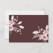 Burgundy Floral Wedding Meal Choice RSVP-kaart RSVP Kaartje (Achterkant)