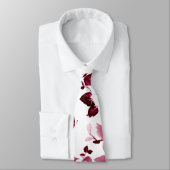 Burgundy Floral Wedding Necktie Stropdas (Gebonden)