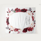 Burgundy Floral Wedding Photo Backdrop Wandkleed (Voorkant (horizontaal))