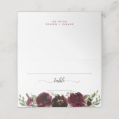 Burgundy Floral Wedding Place Card Plaatskaartje (Buitenkant ongevouwen)