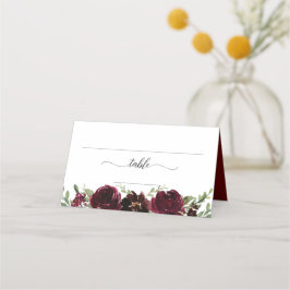 Burgundy Floral Wedding Place Card Plaatskaartje
