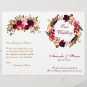 Burgundy Floral Wedding Programme (Voorkant)
