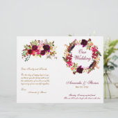 Burgundy Floral Wedding Programme (Staand voorkant)