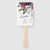 Burgundy Floral Wedding Programme Handwaaier (Voorkant)