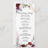Burgundy Floral Wedding Programme Kaart (Achterkant)