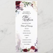 Burgundy Floral Wedding Programme