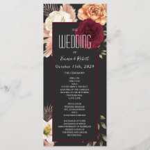 Burgundy Floral Wedding Programme