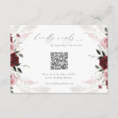 Burgundy Floral Wedding QR Code RSVP Informatiekaartje (Voorkant)