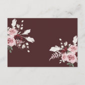 Burgundy Floral Wedding QR Code RSVP Informatiekaartje (Achterkant)