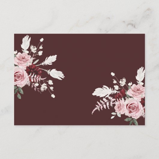 Burgundy Floral Wedding QR Code RSVP Informatiekaartje (Achterkant)