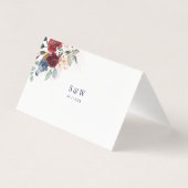 Burgundy Floral Wedding Reception Table Number Kaart (Achterkant)