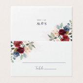 Burgundy Floral Wedding Reception Table Number Kaart (Buitenkant ongevouwen)