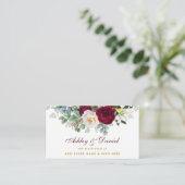 Burgundy Floral Wedding Registry Gold Insert Card Informatiekaartje (Staand voorkant)