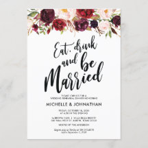 Burgundy Floral Wedding Rehearsal Dinner Invites