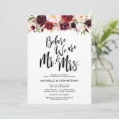 Burgundy Floral Wedding Rehearsal Dinner Invites Kaart (Staand voorkant)