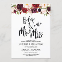Burgundy Floral Wedding Rehearsal Dinner Invites