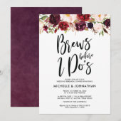 Burgundy Floral Wedding Rehearsal Dinner Invites Kaart (Voorkant / Achterkant)