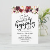 Burgundy Floral Wedding Rehearsal Dinner Invites Kaart (Staand voorkant)