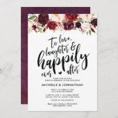 Burgundy Floral Wedding Rehearsal Dinner Invites Kaart (Voorkant / Achterkant)