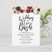 Burgundy Floral Wedding Rehearsal Dinner Invites Kaart (Staand voorkant)
