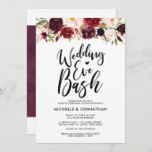 Burgundy Floral Wedding Rehearsal Dinner Invites Kaart (Voorkant / Achterkant)