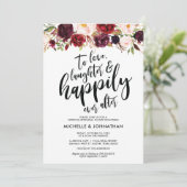 Burgundy Floral Wedding Rehearsal Dinner Invites Kaart (Staand voorkant)