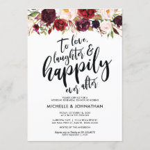 Burgundy Floral Wedding Rehearsal Dinner Invites