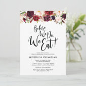 Burgundy Floral Wedding Rehearsal Dinner Invites Kaart (Staand voorkant)